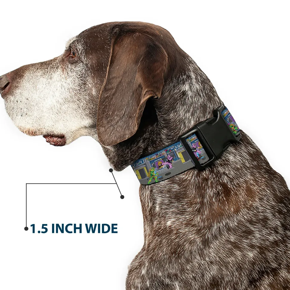 Plastic Clip Collar - Teenage Mutant Ninja Turtles Battle Purple Foot Soldier Ninja Video Game Scene Grays