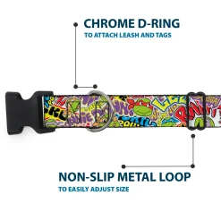 Plastic Clip Collar - Teenage Mutant Ninja Turtles Sticker Slaps Collage White/Multi Color