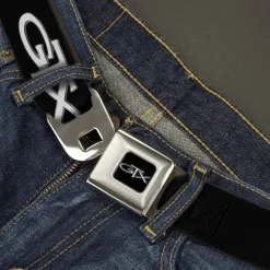 Plymouth GTX Emblem Full Color Black Silver Fade White Seatbelt Belt - Plymouth GTX Emblem Black/Silver Fade/White Webbing