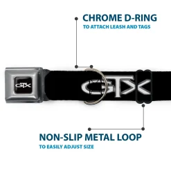 Plymouth GTX Emblem Full Color Black/Silver Fade/White Seatbelt Buckle Collar - Plymouth GTX Emblem Black/Silver Fade/White