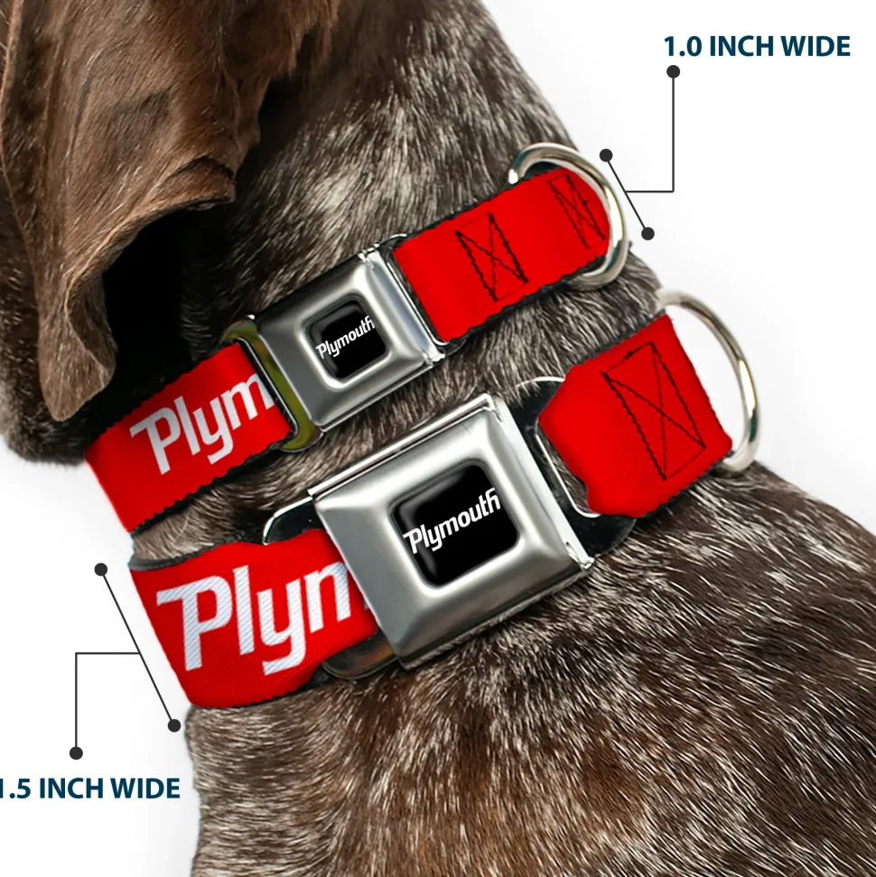 PLYMOUTH Text Logo Full Color Black/White Seatbelt Buckle Collar - PLYMOUTH Text Logo Red/White