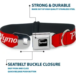PLYMOUTH Text Logo Full Color Black/White Seatbelt Buckle Collar - PLYMOUTH Text Logo Red/White