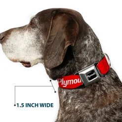 PLYMOUTH Text Logo Full Color Black/White Seatbelt Buckle Collar - PLYMOUTH Text Logo Red/White