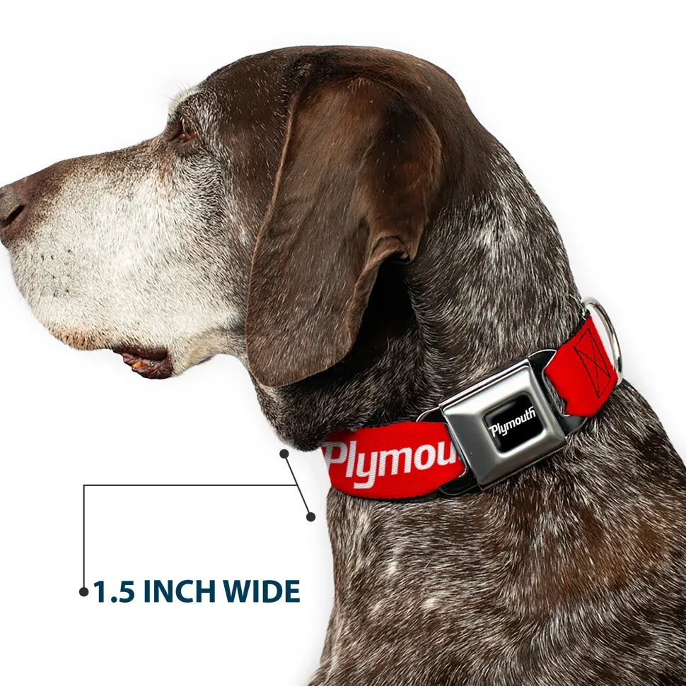 PLYMOUTH Text Logo Full Color Black/White Seatbelt Buckle Collar - PLYMOUTH Text Logo Red/White