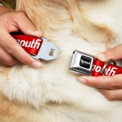 PLYMOUTH Text Logo Full Color Black/White Seatbelt Buckle Collar - PLYMOUTH Text Logo Red/White