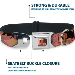 Pocahontas Colors of the Wind Full Color Seatbelt Buckle Collar - Pocahontas & John Smith Scenes