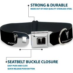 Pontiac Black/Silver Seatbelt Buckle Collar - Pontiac Black/Silver Logo REPEAT