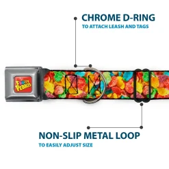 POST FRUITY PEBBLES Logo Full Color Red/Multi Color Seatbelt Buckle Collar - Fruity Pebbles Vivid Cereal CLOSE-UP Multi Color