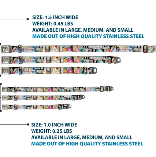 Prince & Cinderella Full Color Seatbelt Buckle Collar - Cinderella Movie Panels & Quotes