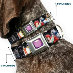 Princess Gem CLOSE-UP Full Color Purple Seatbelt Buckle Collar - Disney Princesses & Prince's Dancing