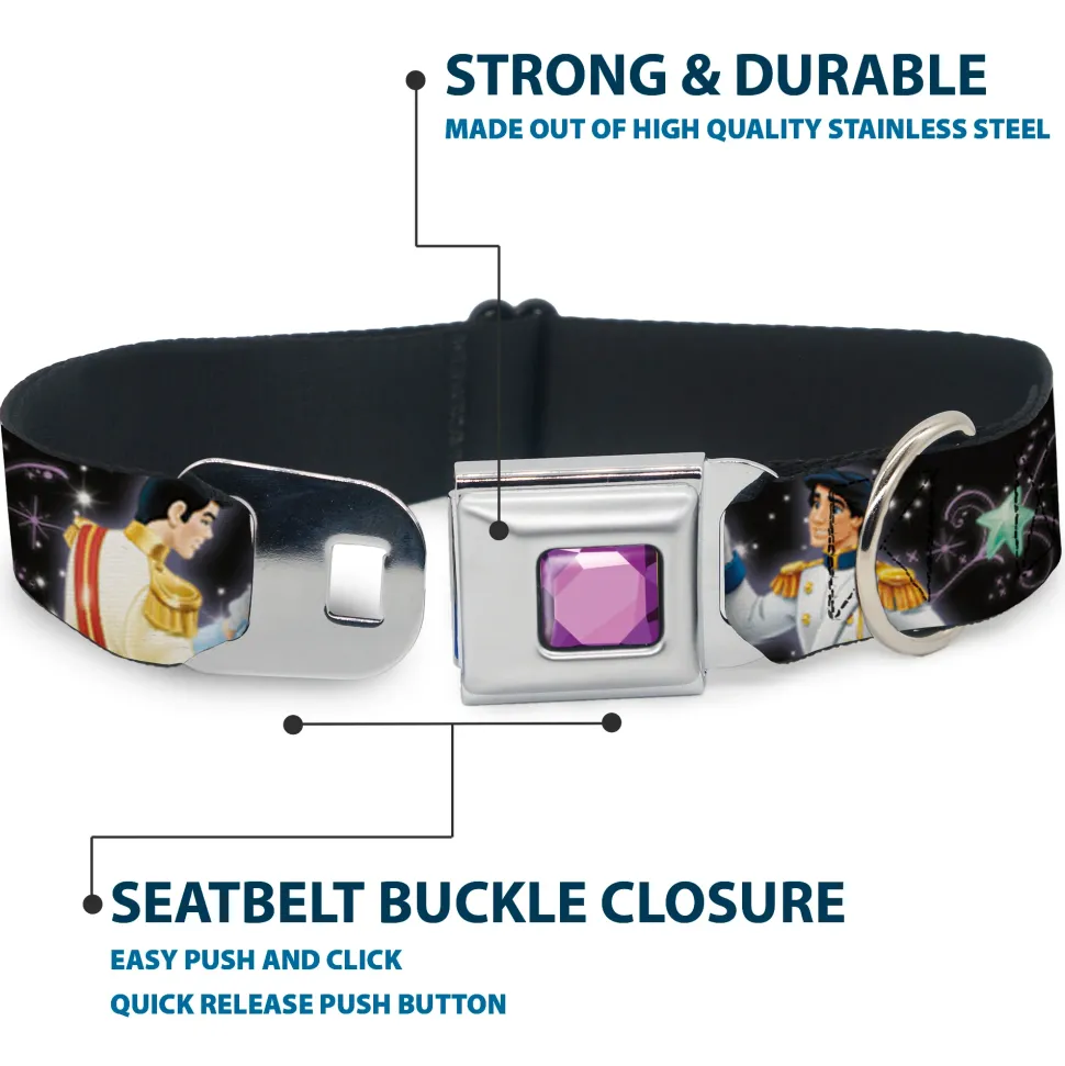Princess Gem CLOSE-UP Full Color Purple Seatbelt Buckle Collar - Disney Princesses & Prince's Dancing
