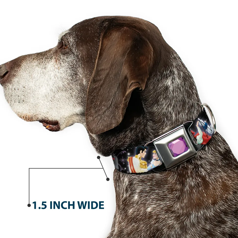 Princess Gem CLOSE-UP Full Color Purple Seatbelt Buckle Collar - Disney Princesses & Prince's Dancing