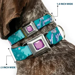 Princess Gem CLOSE-UP Full Color Purple Seatbelt Buckle Collar - Little Mermaid Silhouette Scenes PART OF YOUR WORLD Blues