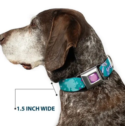 Princess Gem CLOSE-UP Full Color Purple Seatbelt Buckle Collar - Little Mermaid Silhouette Scenes PART OF YOUR WORLD Blues
