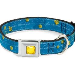Princess Gem CLOSE-UP Full Color Yellow Seatbelt Buckle Collar - Beauty & the Beast Story Script