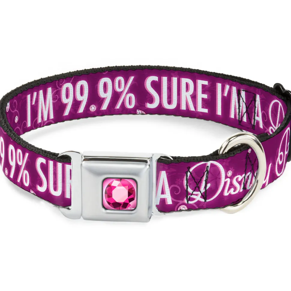 Princess Gem Full Color Fuchsia Seatbelt Buckle Collar - I'M 99.9% SURE I'M A DISNEY PRINCESS Pinks/White