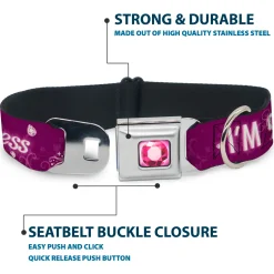 Princess Gem Full Color Fuchsia Seatbelt Buckle Collar - I'M 99.9% SURE I'M A DISNEY PRINCESS Pinks/White