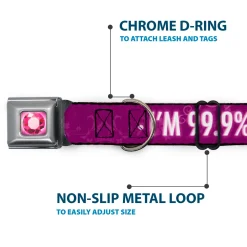 Princess Gem Full Color Fuchsia Seatbelt Buckle Collar - I'M 99.9% SURE I'M A DISNEY PRINCESS Pinks/White