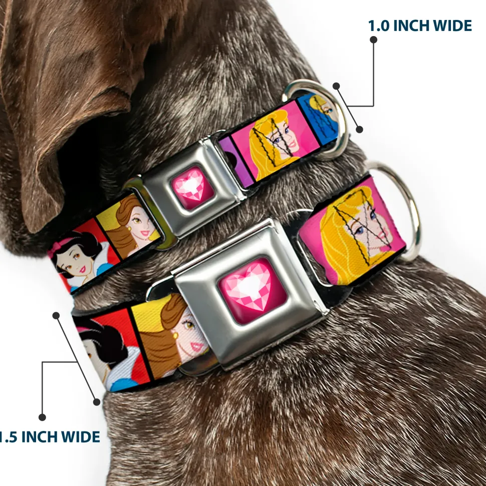 Princess Gem Heart Full Color Black Pink Seatbelt Buckle Collar - Disney Princess Blocks