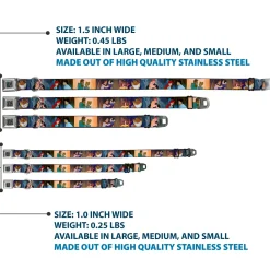 Princess Jewels Full Color Black Multi Color Seatbelt Buckle Collar - Disney Princess Scenes Framed