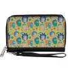 PU Zip Around Wallet Rectangle - Rick and Morty Smith Family Faces and Cells Collage Yellow