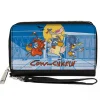 PU Zip Around Wallet Rectangle - COW AND CHICKEN with Red Guy Running Pose and Title Logo Blues
