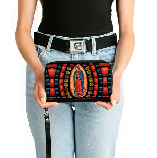 PU Zip Around Wallet Rectangle - Virgen de Guadalupe