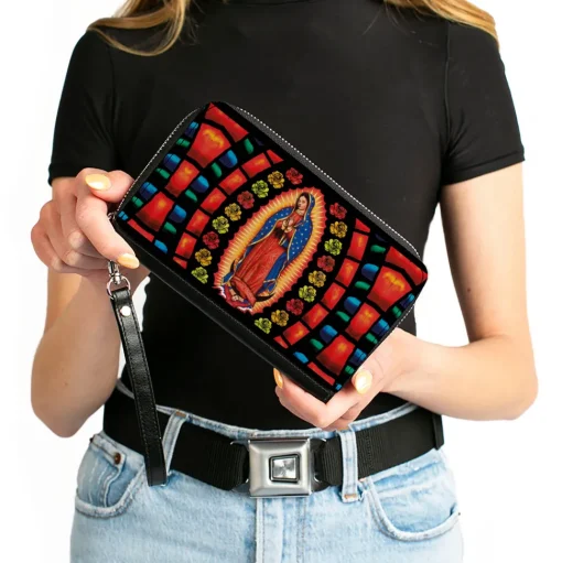 PU Zip Around Wallet Rectangle - Virgen de Guadalupe