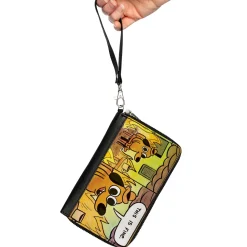 PU Zip Around Wallet Rectangle - THIS IS FINE Question Hound Cafe Fire Comic Strip Blocks
