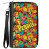PU Zip Around Wallet Rectangle - POST FRUITY PEBBLES Logo and Vivid Cereal Multi Color