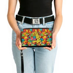 PU Zip Around Wallet Rectangle - POST FRUITY PEBBLES Logo and Vivid Cereal Multi Color