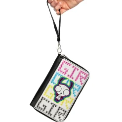 PU Zip Around Wallet Rectangle - Invader Zim GIR Pose and Text White/Multi Color