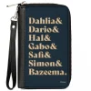 PU Zip Around Wallet Rectangle - Wish Asha's Friends the Teens Names Navy/Tans