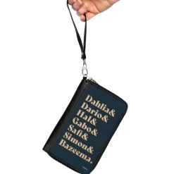 PU Zip Around Wallet Rectangle - Wish Asha's Friends the Teens Names Navy/Tans