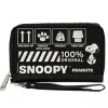PU Zip Around Wallet Rectangle - Peanuts SNOOPY Care Symbols 100% ORIGINAL Black/White