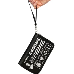 PU Zip Around Wallet Rectangle - Peanuts SNOOPY Care Symbols 100% ORIGINAL Black/White