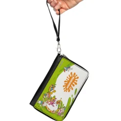 PU Zip Around Wallet Rectangle - Nick 90's Character Mash Up and NICKELODEON Splat Logo White