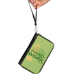 PU Zip Around Wallet Rectangle - The Princess and the Frog Tiana's HARD WORK Quote Greens