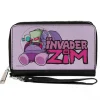 PU Zip Around Wallet Rectangle - Invader Zim and GIR Voot Cruiser Pose and Title Logo Lavender