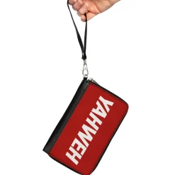PU Zip Around Wallet Rectangle - YAHWEH Text Red White
