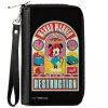 PU Zip Around Wallet Rectangle - Animaniacs WAKKO WARNER APPETITE FOR DESCTRUCTION Pose Black