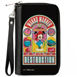PU Zip Around Wallet Rectangle - Animaniacs WAKKO WARNER APPETITE FOR DESCTRUCTION Pose Black