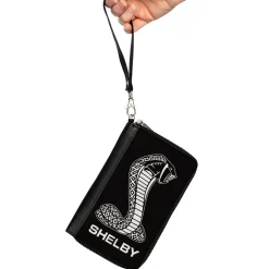PU Zip Around Wallet Rectangle - Carroll Shelby Super Snake SHELBY Tiffany Logo Black/White