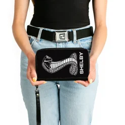 PU Zip Around Wallet Rectangle - Carroll Shelby Super Snake SHELBY Tiffany Logo Black/White