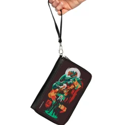 PU Zip Around Wallet Rectangle - Dungeons and Dragons Character Collage Brown/Multi Color