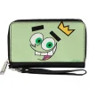 PU Zip Around Wallet Rectangle - The Fairly OddParents Cosmo Face Expression CLOSE-UP Green