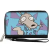 PU Zip Around Wallet Rectangle - Rocko's Modern Life Rocko Waving Pose Triangles Blue Purple
