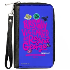 PU Zip Around Wallet Rectangle - Mean Girls PERSONALLY VICTIMIZED BY REGINA Collage Blue/Pink