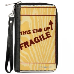 PU Zip Around Wallet Rectangle - A Christmas Story FRAGILE Lamp Crate Tan/Brown