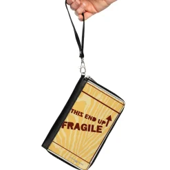 PU Zip Around Wallet Rectangle - A Christmas Story FRAGILE Lamp Crate Tan/Brown